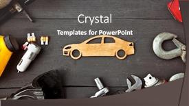  Presentation with accessories - Audience pleasing PPT theme consisting of lot-of-different-car-accessories backdrop and a dark gray colored foreground