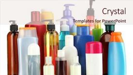  Presentation with cosmetic - PPT layouts consisting of lot of different cosmetic products background and a sky blue colored foreground