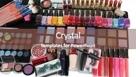  Presentation with cosmetics - Amazing presentation theme having lot of different cosmetics isolated on white backdrop and a tawny brown colored foreground