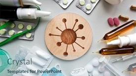  Presentation with drugs - Beautiful PPT theme featuring lot-of-different-drugs-pills backdrop and a light blue colored foreground