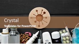  Presentation with drugs - Slides with lot-of-different-drugs-pills background and a coral colored foreground