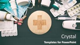  Presentation with drugs - Theme with lot-of-different-drugs-pills background and a tawny brown colored foreground