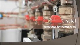  Presentation with equipment - Beautiful PPT theme featuring lot of different faucets backdrop and a coral colored foreground