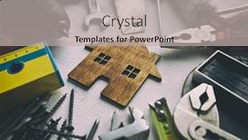  Presentation with different - Theme featuring lot-of-different-rapair-equipments background and a light gray colored foreground