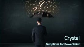  Presentation with question marks - Presentation design having lot of drawn question mark background and a wine colored foreground