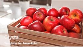 Presentation with wooden - Beautiful slide set featuring lot-of-juicy-red-apples backdrop and a red colored foreground