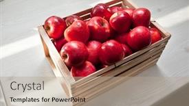  Presentation with wooden - Slide set with lot-of-juicy-red-apples background and a coral colored foreground