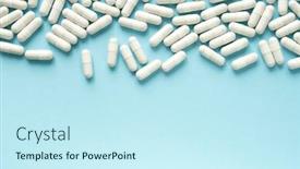  Presentation with medical pills - Colorful presentation design enhanced with lot-of-medical-pills-copy backdrop and a cool aqua colored foreground