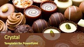  Presentation with chocolate - Audience pleasing PPT theme consisting of lot of variety chocolate pralines backdrop and a tawny brown colored foreground