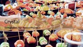  Presentation with food service - Theme enhanced with lot of various food background and a coral colored foreground