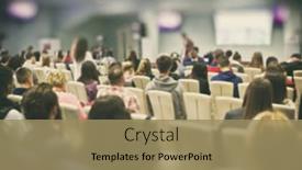  Presentation with speaker - Presentation theme consisting of congress - lot of young people background and a coral colored foreground