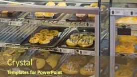  Presentation with cafeteria - Presentation theme featuring lot off choice of pastry in cafeteria background and a tawny brown colored foreground