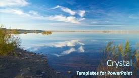  Presentation with dam - Amazing presentation theme having loteta-dam-in-zaragoza-province backdrop and a ocean colored foreground