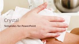  Presentation with lotion - Slides with lotion being massaged off the face at a beauty spa during a facial background and a lemonade colored foreground