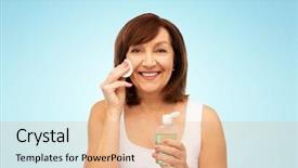  Presentation with senior care - Cool new slide set with lotions - beauty skin care and old backdrop and a coral colored foreground