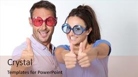  Presentation with colored dots - Cool new presentation theme with loto - couple wearing colored glasses having backdrop and a  colored foreground