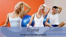  Presentation with focus group - Presentation enhanced with loto - group of people doing yoga background and a  colored foreground