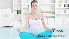  Presentation with pregnant - Colorful slide deck enhanced with loto - pregnant young woman in lotus backdrop and a  colored foreground