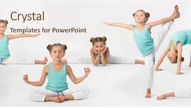  Presentation with white parents and black children - Colorful PPT layouts enhanced with loto - seven gymnast children pose backdrop and a  colored foreground