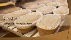  Presentation with baking - Presentation design consisting of lots-of-bread-loaves background and a coral colored foreground