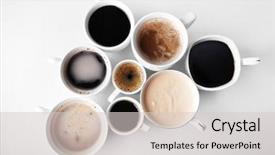  Presentation with tea coffee - Amazing PPT theme having lots of coffee cups backdrop and a light gray colored foreground