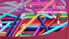  Presentation with crayon - Presentation theme enhanced with lots of colorful crayons - school background and a  colored foreground
