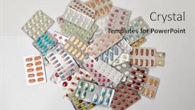  Presentation with packs - Slides with lots-of-colorful-medicines-drugs background and a light gray colored foreground