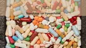 Presentation with medicines - Colorful slide set enhanced with lots-of-colorful-medicines-drugs backdrop and a coral colored foreground