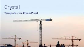  Presentation with construction cranes - Beautiful presentation featuring lots-of-construction-cranes backdrop and a sky blue colored foreground