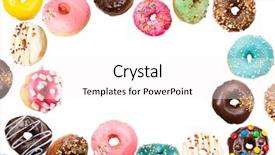  Presentation with donuts - Colorful PPT theme enhanced with lots of delicious donuts flying backdrop and a white colored foreground