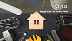  Presentation with kitchen utensils - Slides having lots-of-different-kitchen-utensils background and a gray colored foreground