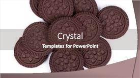  Presentation with cookies chocolate filling - Cool new slide deck with lots-of-double-chocolate-cookies backdrop and a tawny brown colored foreground