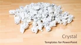  Presentation with garbage - Slides having lots of garbage paper on the wooden floor background and a lemonade colored foreground
