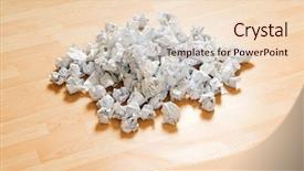  Presentation with garbage - Presentation theme featuring lots of garbage paper on the wooden floor background and a lemonade colored foreground