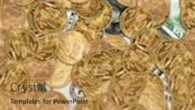  Presentation with bank - Theme with lots-of-gold-coins background and a gold colored foreground