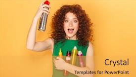  Presentation with hair care - Audience pleasing presentation design consisting of lots of hair care products backdrop and a yellow colored foreground