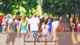  Presentation with elderly people walking difficulties - Cool new theme with lots of people are walking backdrop and a coral colored foreground