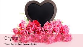  Presentation with heart flowers - Theme having lots of pink tulips with heart - flowers and plants background and a coral colored foreground
