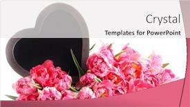  Presentation with heart flowers - Slide deck with lots of pink tulips with heart - flowers and plants background and a white colored foreground