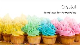  Presentation with cupcakes - Amazing slides having lots of rainbow cupcakes - room backdrop and a white colored foreground