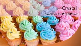  Presentation with sprinkles - Theme enhanced with lots of rainbow cupcakes background and a lemonade colored foreground