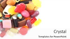  Presentation with jelly - Audience pleasing presentation theme consisting of lots of various jelly beans isolated on white backdrop and a white colored foreground