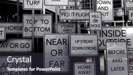  Presentation with information - Presentation design with lots-several-signs-of-opposites and a dark gray colored foreground