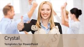  Presentation with money - Amazing slide deck having win lottery - business and money concept backdrop and a coral colored foreground