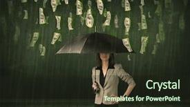  Presentation with 20 dollar bill - Audience pleasing slides consisting of lottery - businesswoman standing with umbrella backdrop and a wine colored foreground