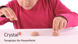  Presentation with shell - PPT theme with lottery ball - cute boy playing traditional shell background and a coral colored foreground