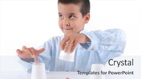  Presentation with shell - Beautiful theme featuring lottery ball - cute boy playing traditional shell backdrop and a light blue colored foreground