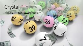  Presentation with floating dollar bills - PPT layouts having lottery ball - falling one hundred dollar bills background and a mint green colored foreground