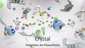  Presentation with bills - Beautiful PPT theme featuring lottery ball - falling one hundred dollar bills backdrop and a white colored foreground