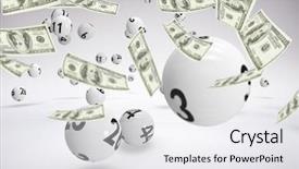  Presentation with lottery - Beautiful PPT layouts featuring lottery ball - lot of money throwing backdrop and a white colored foreground